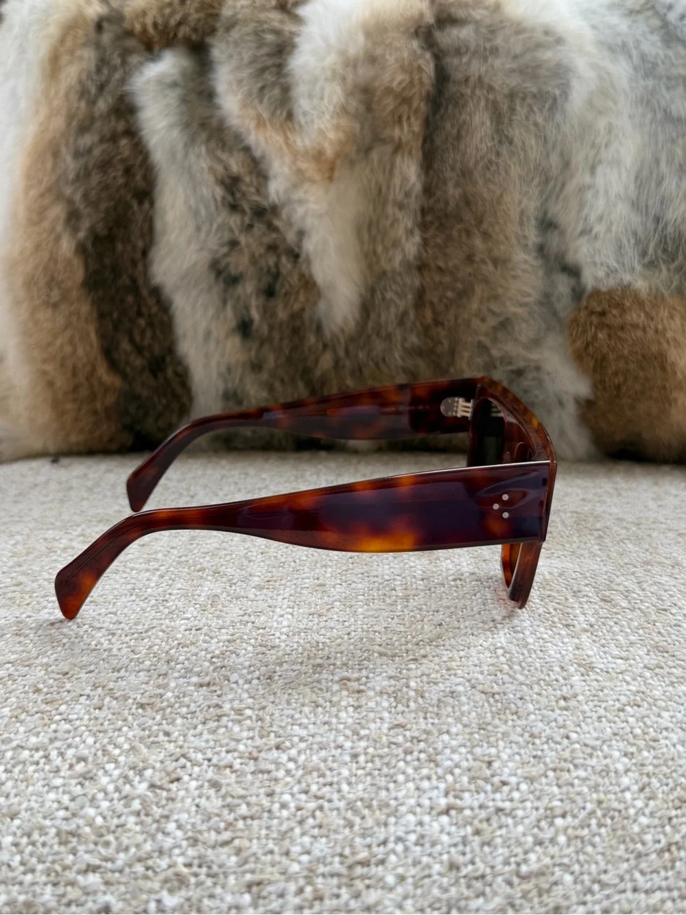 Celine Tortoiseshell Brown Rectangular Sunglasses